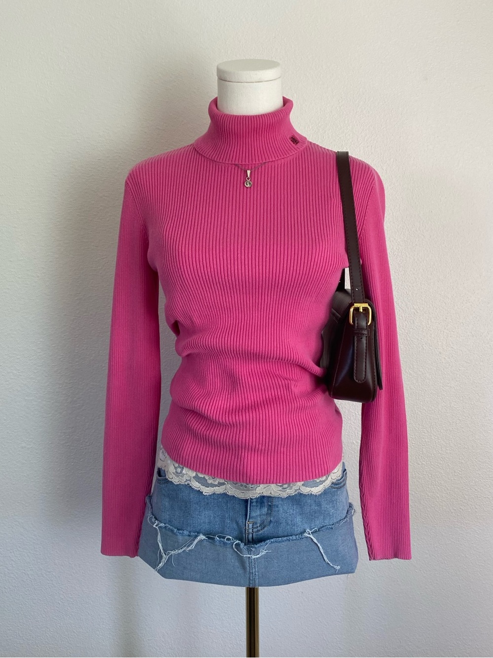 Vintage 90s Lauren Ralph Lauren Rib-Knit Cotton Turtleneck Sweater Preppy